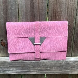 BCBGeneration pink leather clutch, NWT!